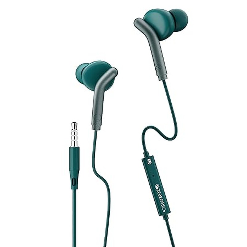 Zebronics Zeb Bro in Ear Wired Earphones with Mic and 10mm Drivers - Green image1